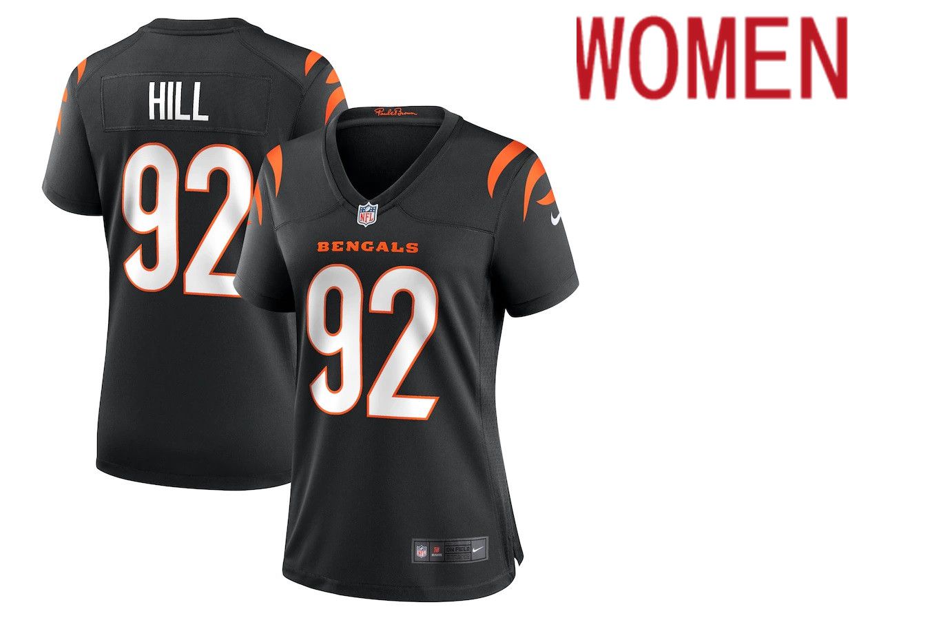 Women Cincinnati Bengals 92 B.J. Hill Nike Black Game NFL Jersey